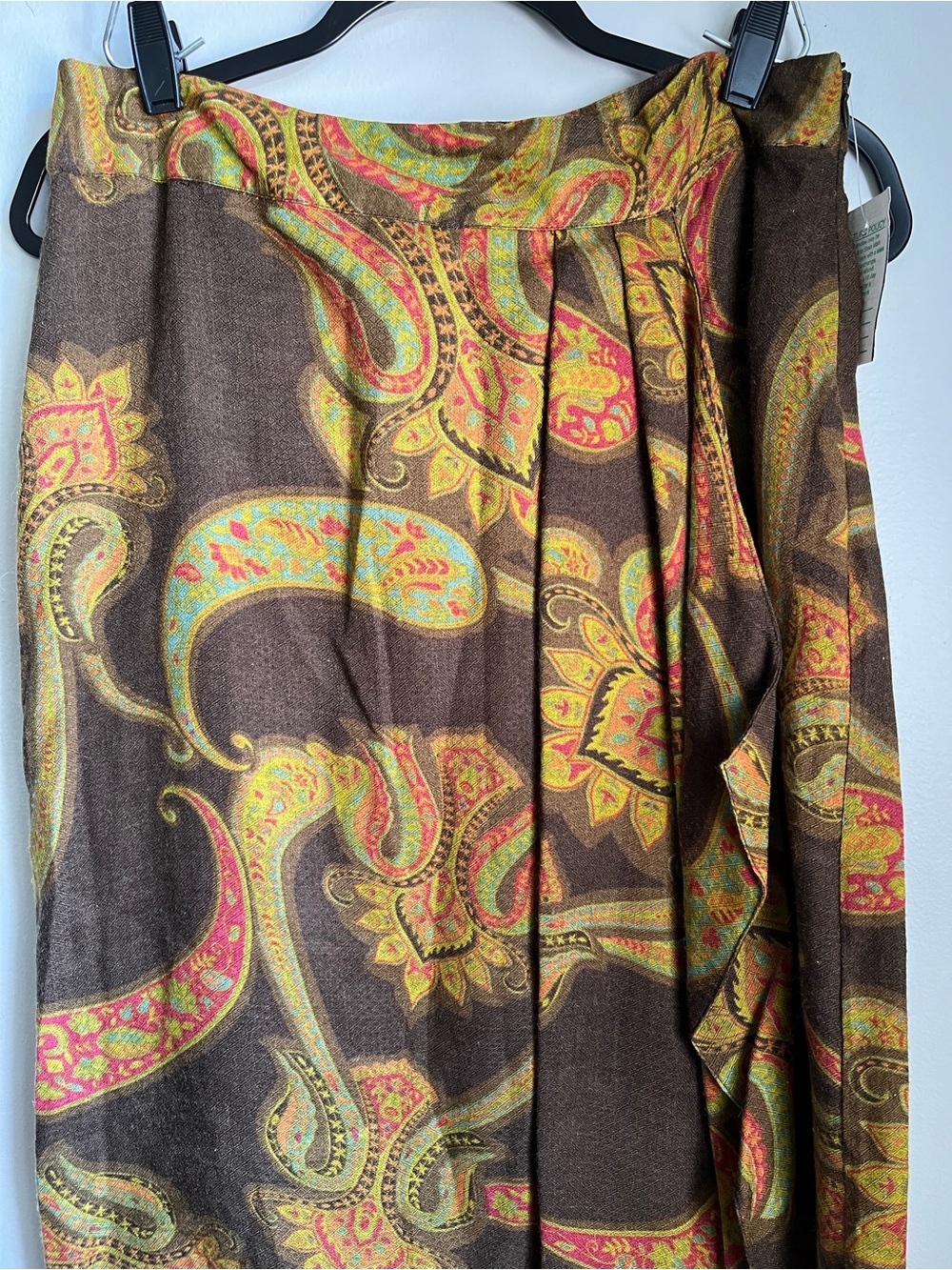 Sara Isabella Whimsical Paisley Print Wood Skirt Size 6 Classic Preppy Office